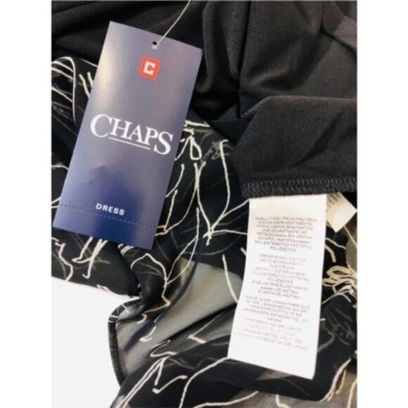 Chaps Womens Black Floral Sleeveless Chiffon Overlay A line Dress Sz 6 New - Picture 8 of 9